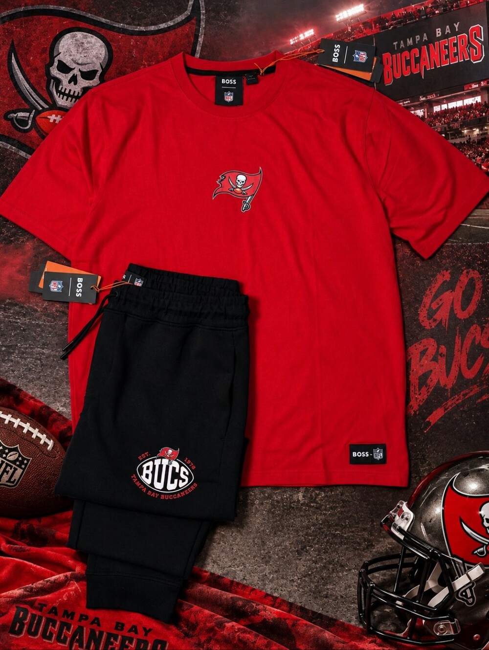 BOSS x NFL Tampa Bay Buccaneers 2pc Set Shirt & Sweatpants Jogger Pants  XL